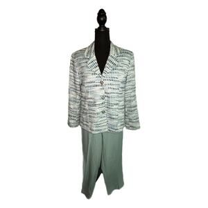 Alfred Dunner Women’s Teal Pant Suit, Size 12p, Pre-owned